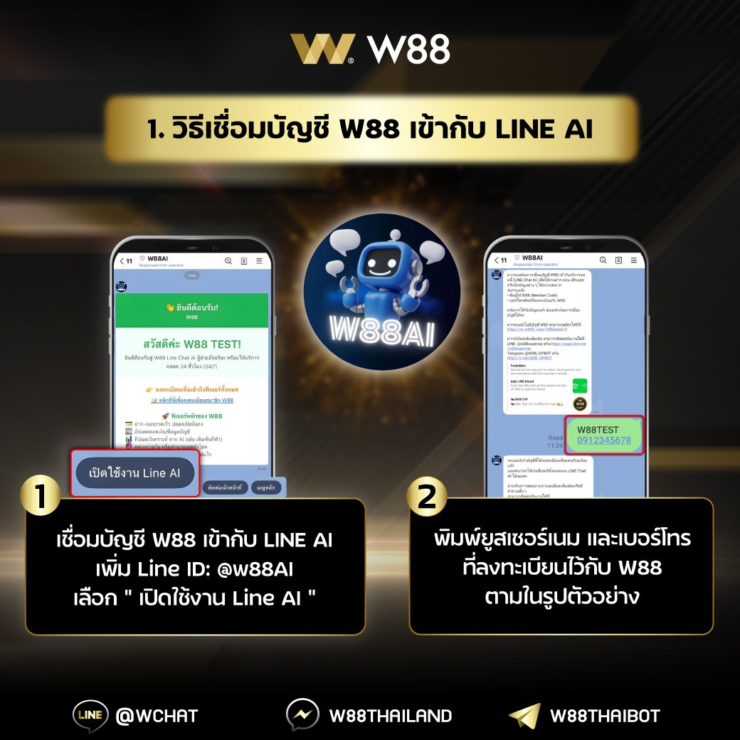 หน้าต้อนรับเมื่อแอดบัญชี W88AI ใน LINE ครั้งแรก
